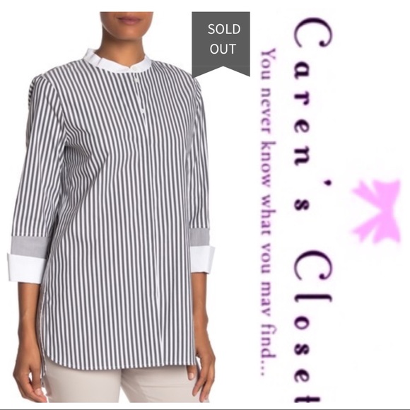 Lafayette 148 New York Tops - NWOT Lafayette 148 Marianna Saxony Stripe Blouse